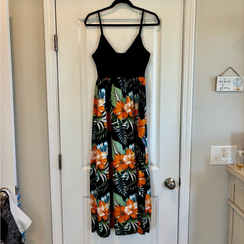 Floral Maxi Dress with Black Top